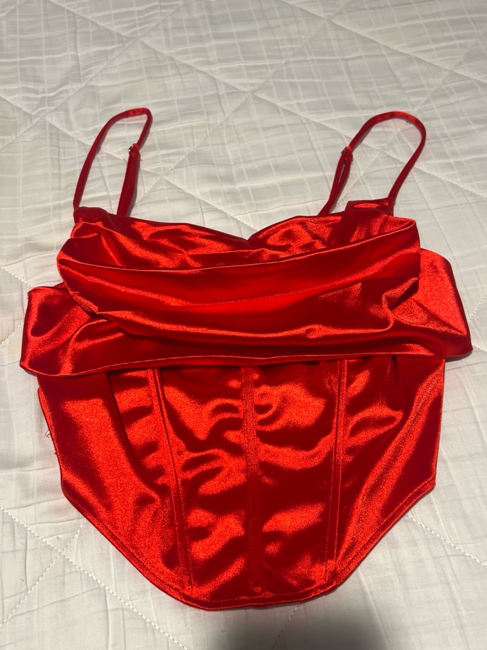 Red Satin Cowl Neck Corset Top - Women Intimates